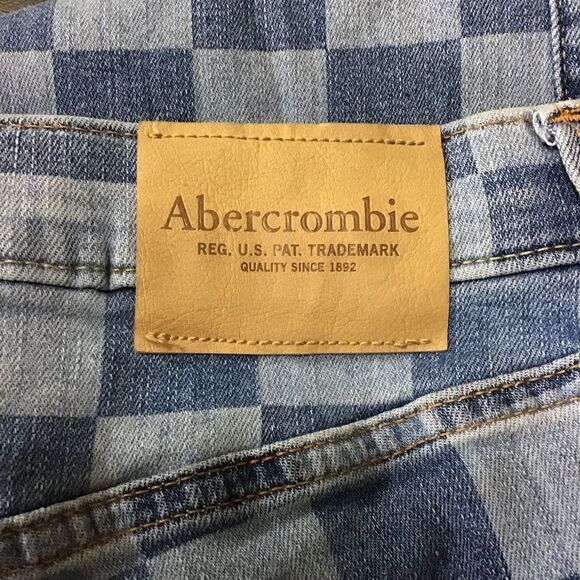 Abercrombie Kids Straight Two-Tone Blue Checkered Jeans 13/14 Long - Picture 5 of 11